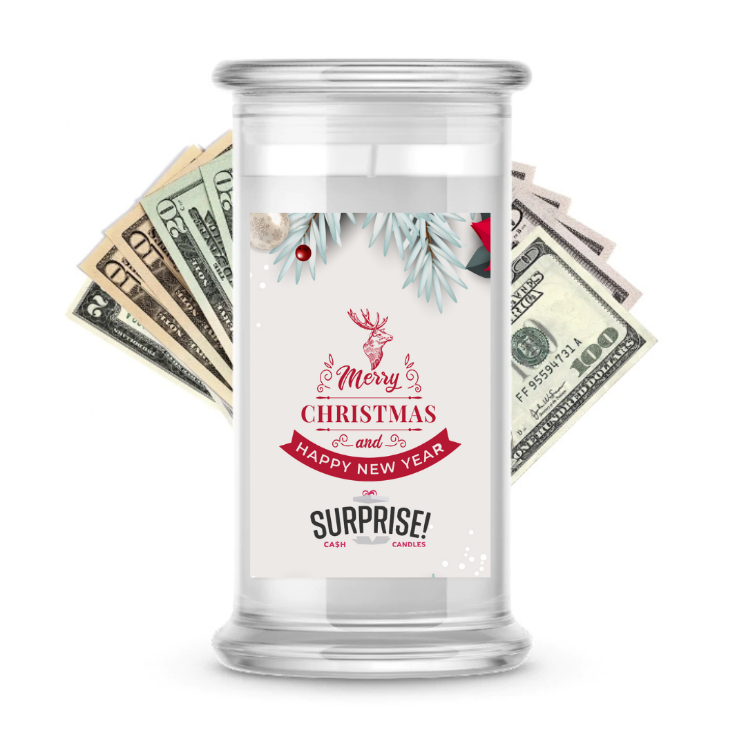 MERRY CHRISTMAS AND HAPPY NEW YEAR MERRY CHRISTMAS CASH CANDLE