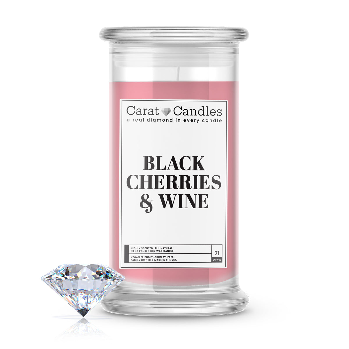Black Cherries and Wine Diamond Carat Candle – 21 oz Luxury Diamond Candle