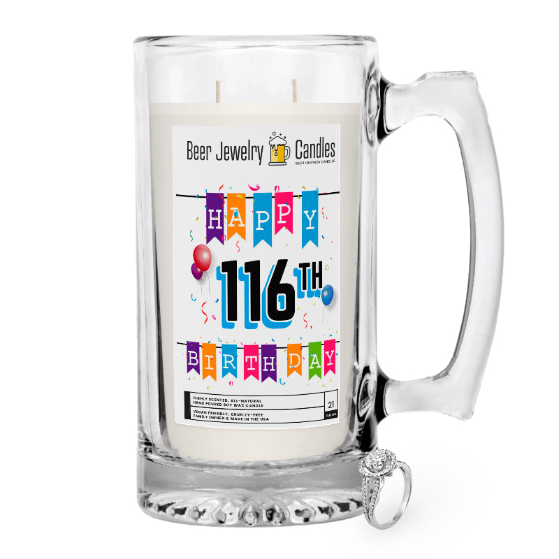 Happy 116th Birthday Beer Jewelry Candle