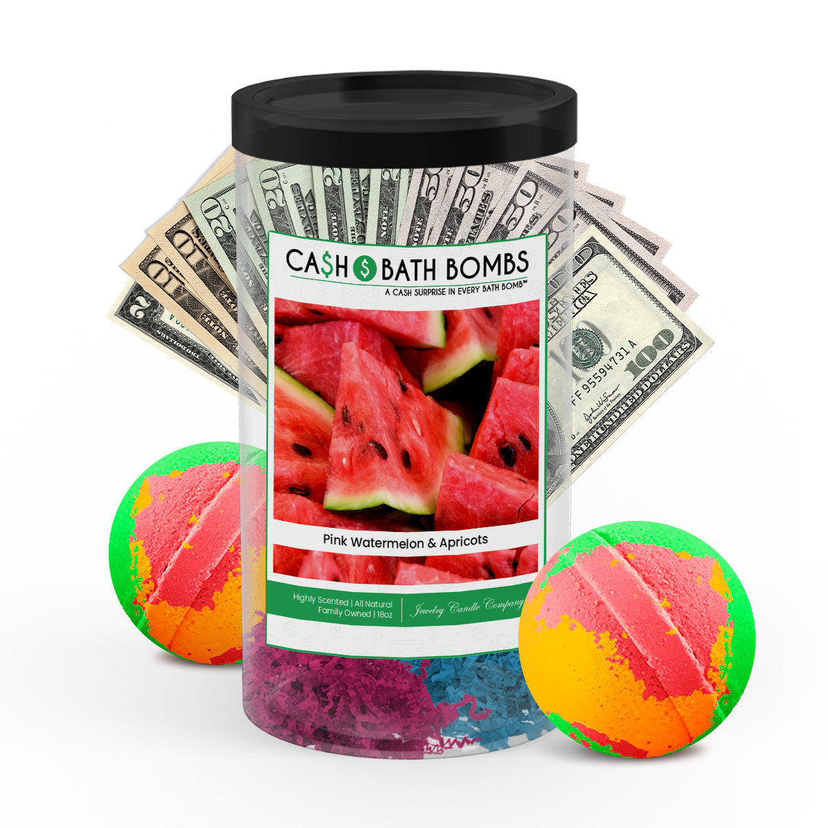 Pink Watermelons and Apricots Cash Bath Bomb Tube Bundle (2-PACK)