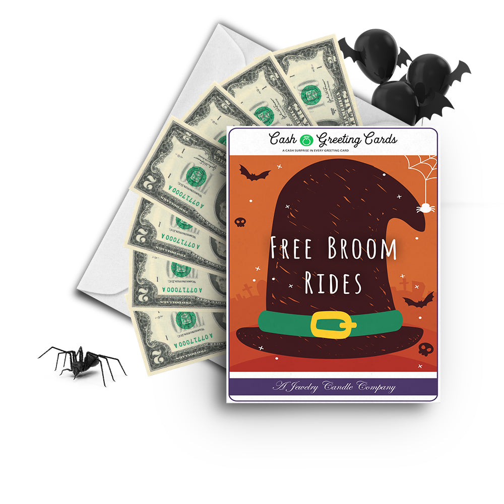 Free broom rides Cash Greetings Card