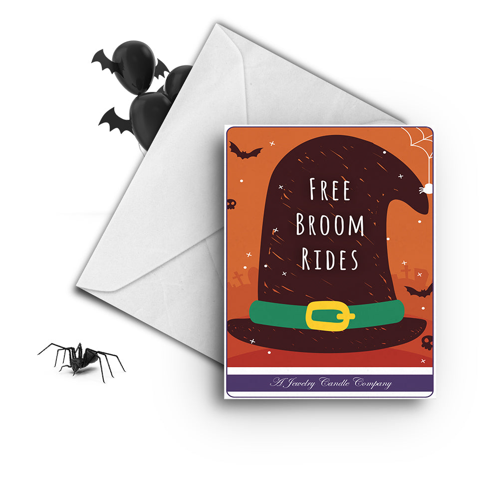 Free broom rides Greetings Card