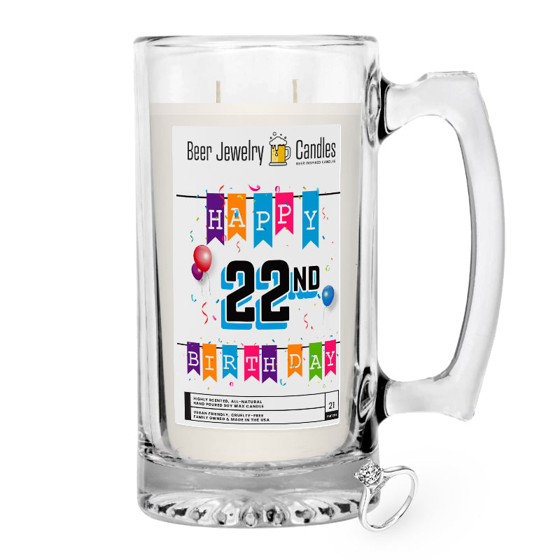 Happy 22nd Birthday Beer Jewelry Candle