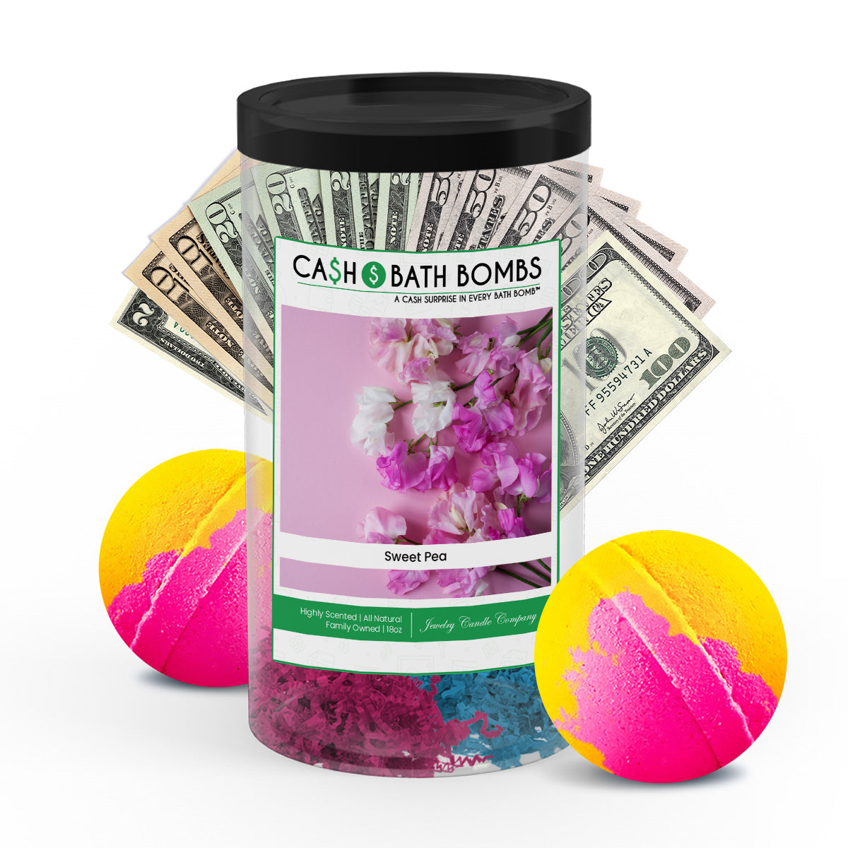 Sweet Pea Cash Bath Bomb Tube Bundle (2-PACK)