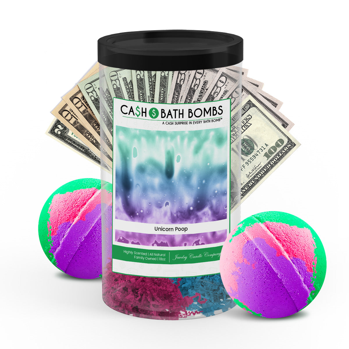 Unicorn Poop Cash Bath Bomb Tube Bundle (2-PACK)