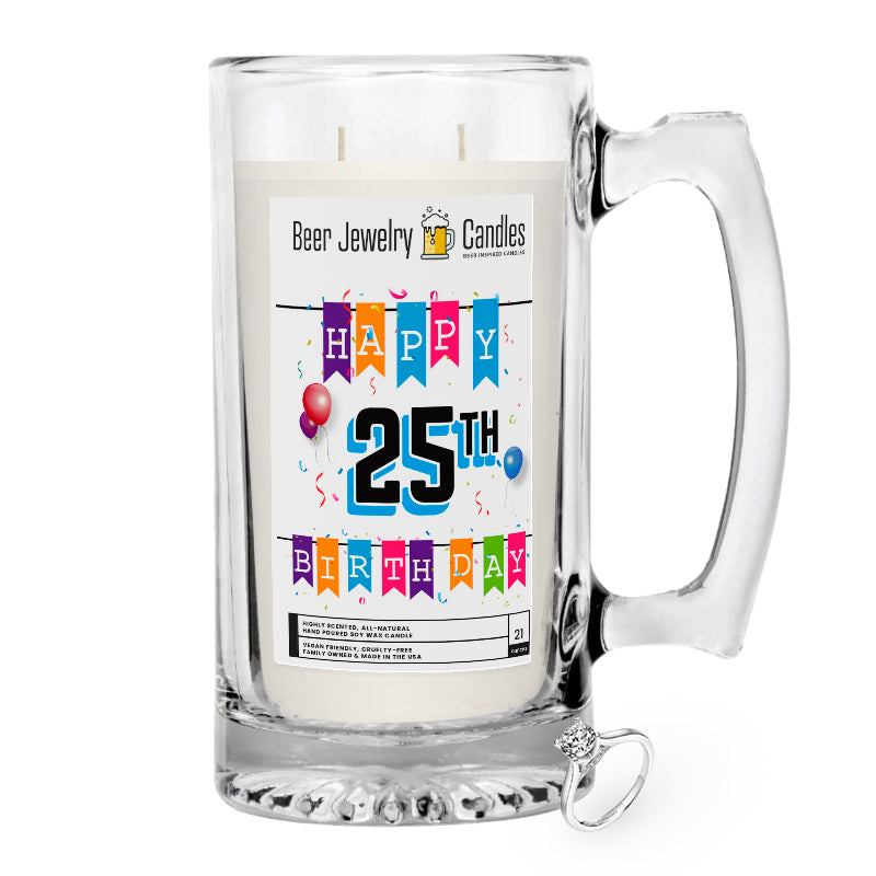 Happy 25th Birthday Beer Jewelry Candle