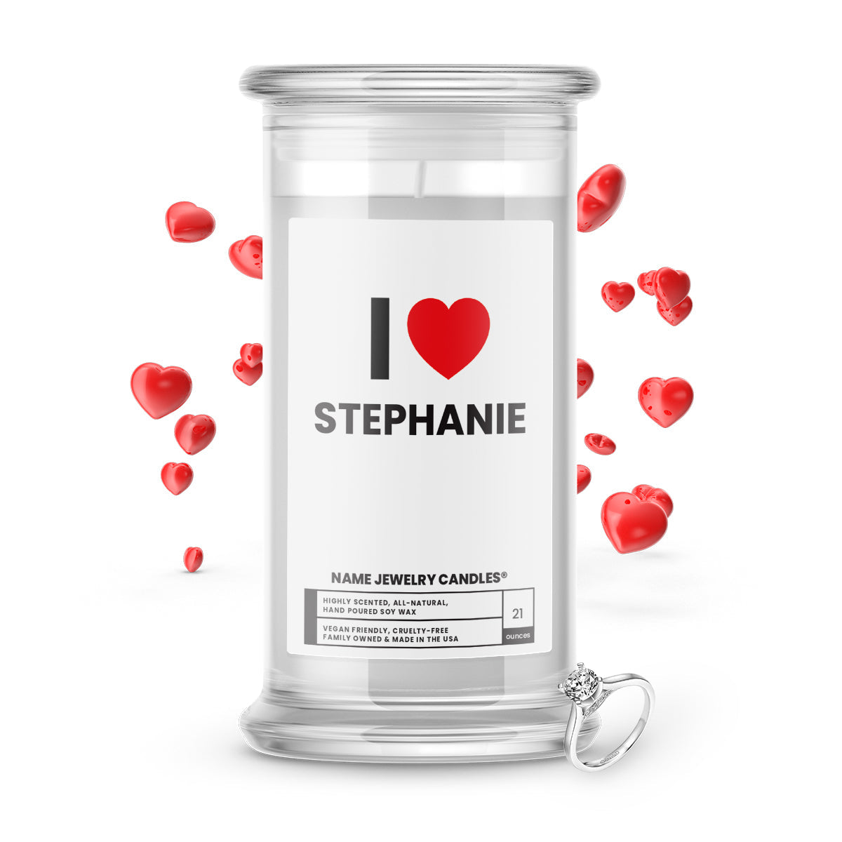 I ❤️ STEPHANIE | Name Jewelry Candles