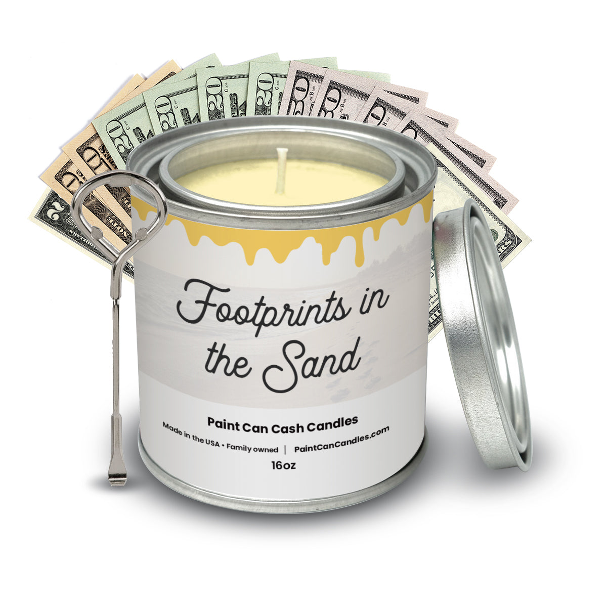 Footprints in the Sand - Paint Can Cash Candles