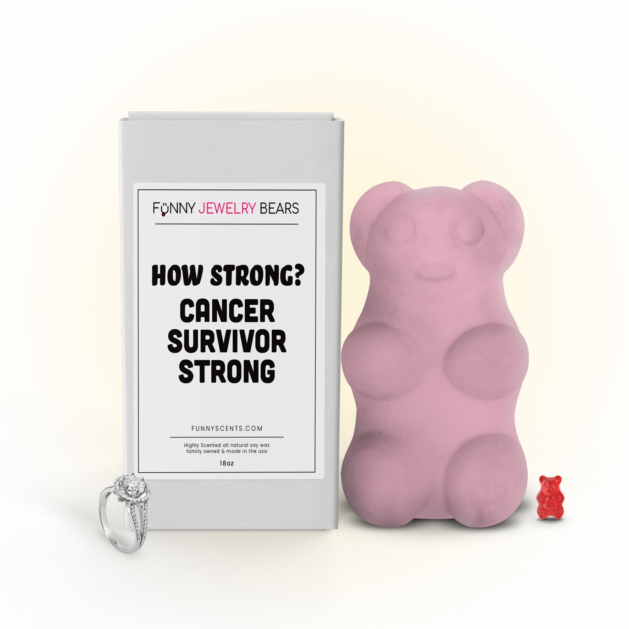 How Strong? Cancer Survivor Strong Funny Jewelry Bear Wax Melts