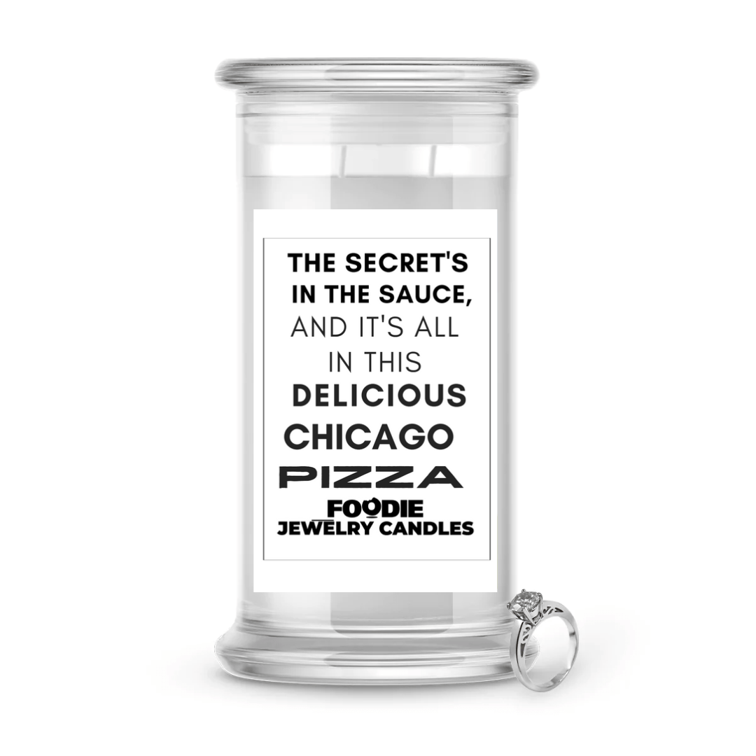 The secret's in the sauce, and it's all in this delicious chicago pizza | Foodie Jewelry Candles