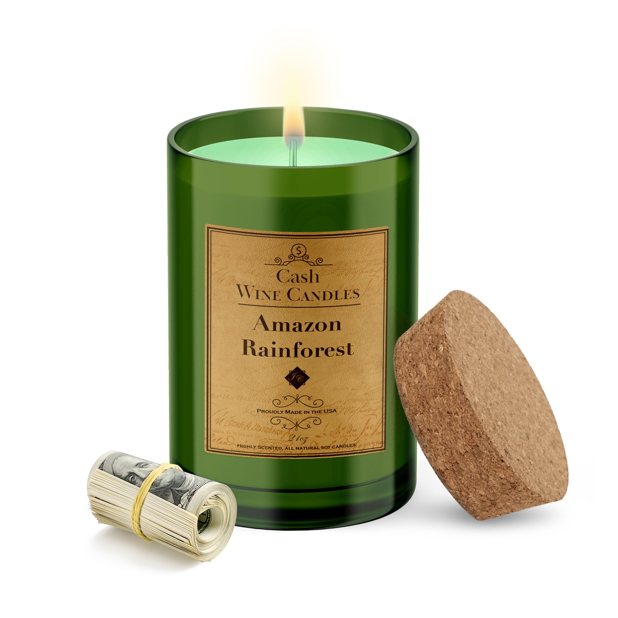 Amazon Rainforest Wine Bottle Cash Candle