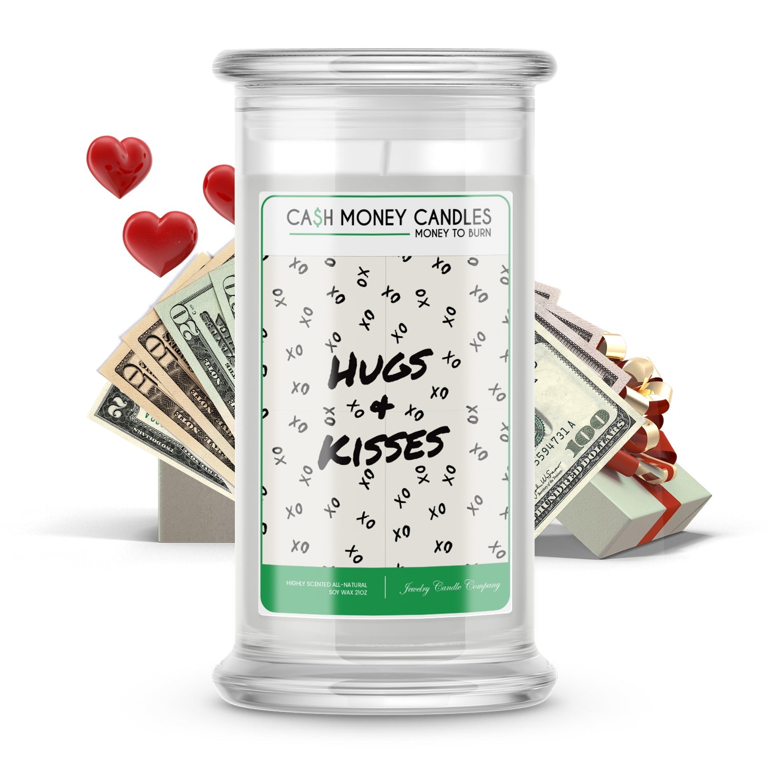 Hugs + Kisses Cash Money Candle