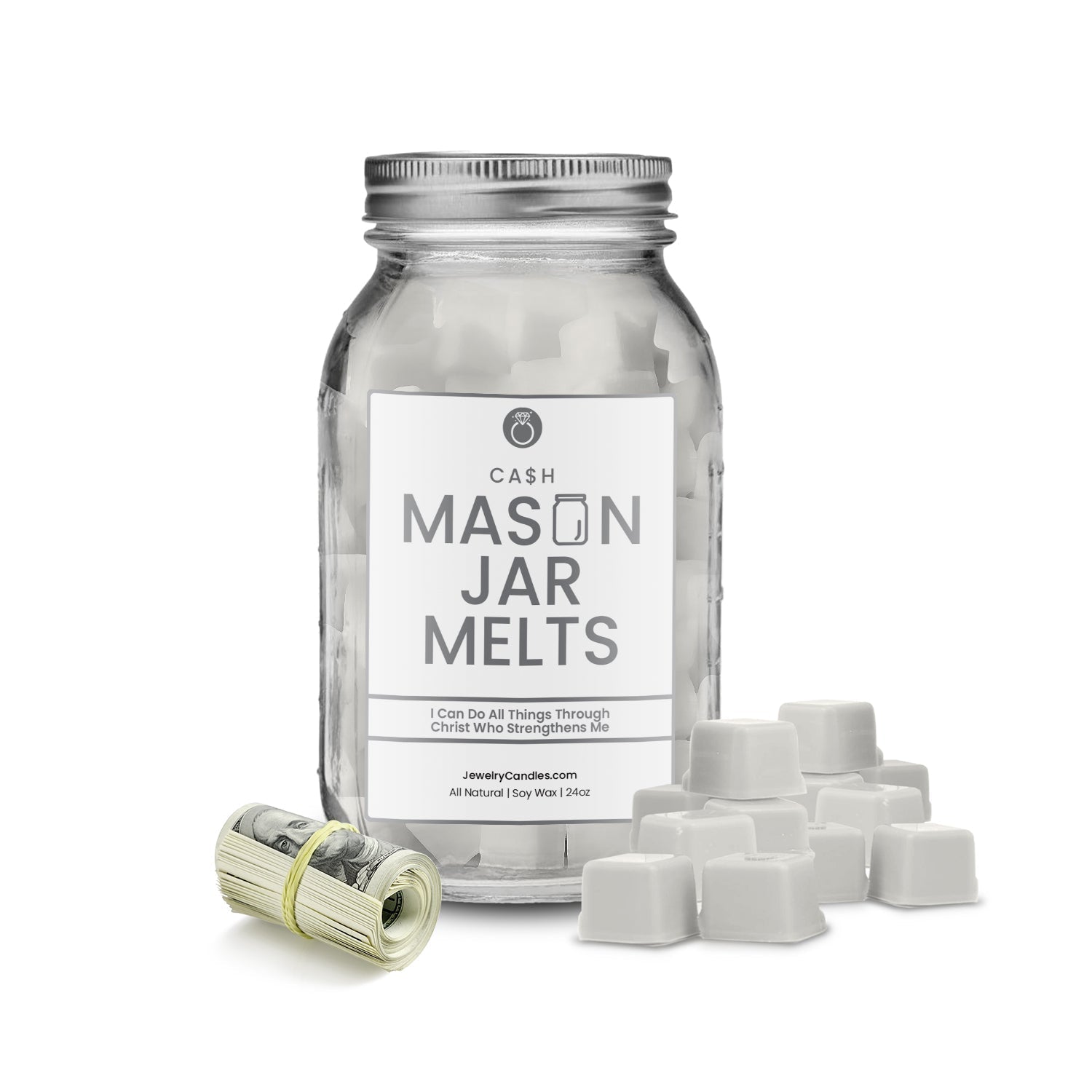 I can do all things through christ who strengthen me | Mason Jar Cash Wax Melts