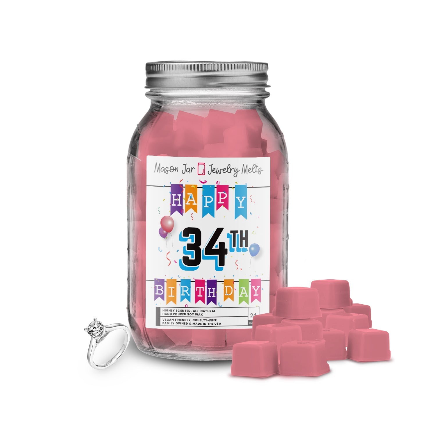 Happy 34th Birthday Mason Jar Jewelry Melts