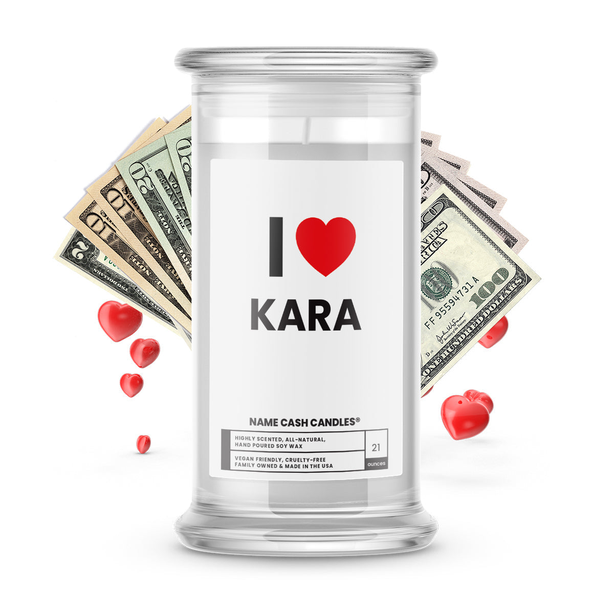 I ❤️ KARA | Name Cash Money Candles