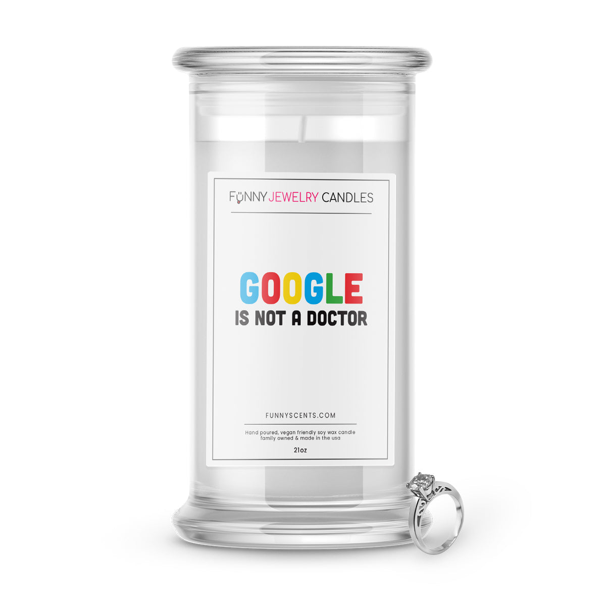 google is not a doctor jewelry funny candle