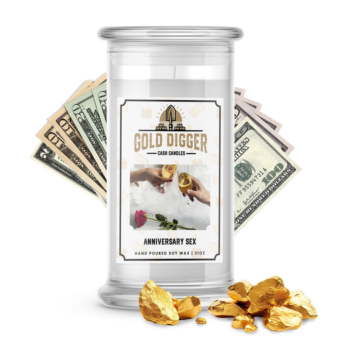 Anniversary Sex Gold Digger Cash Candle