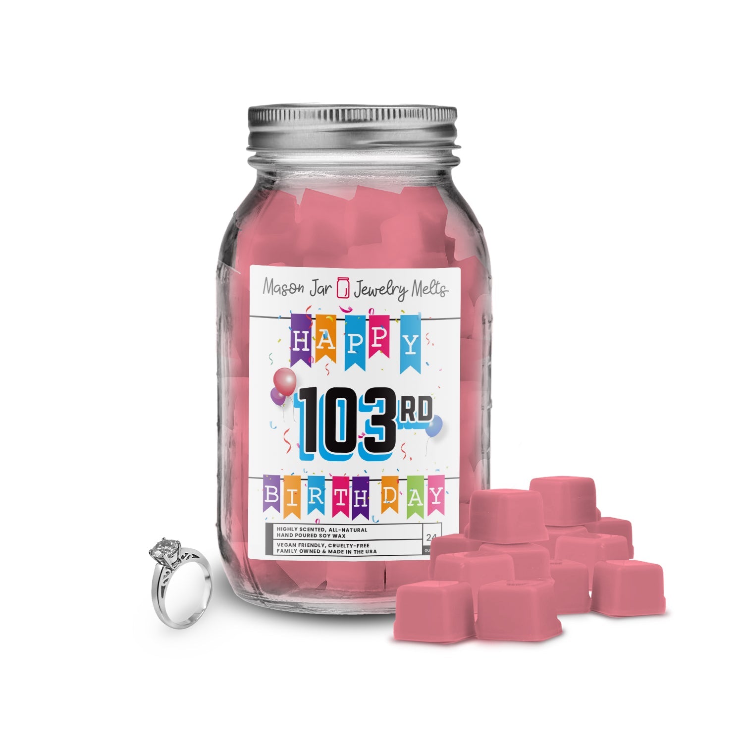 Happy 103rd Birthday Mason Jar Jewelry Melts
