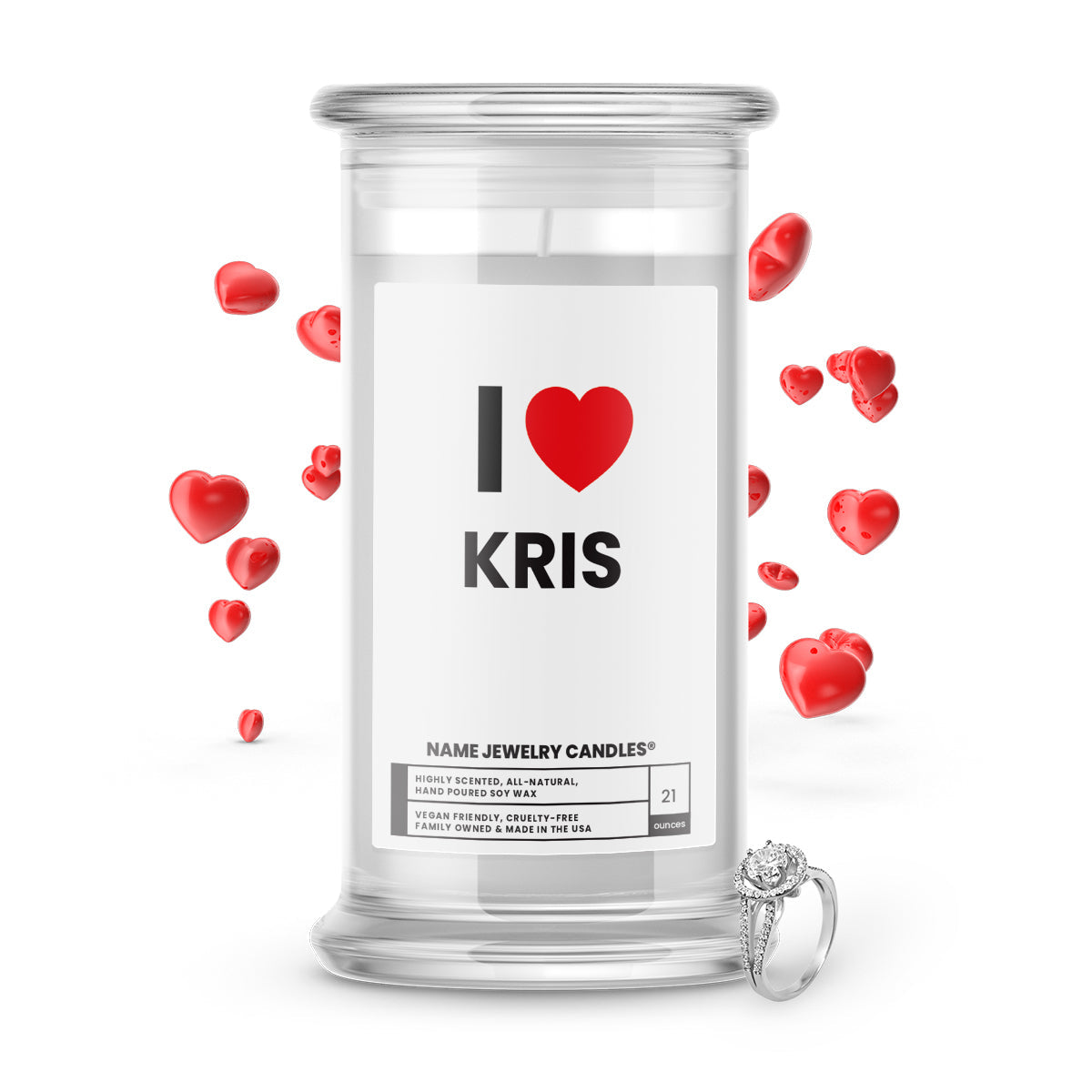 I ❤️ KRIS | Name Jewelry Candles