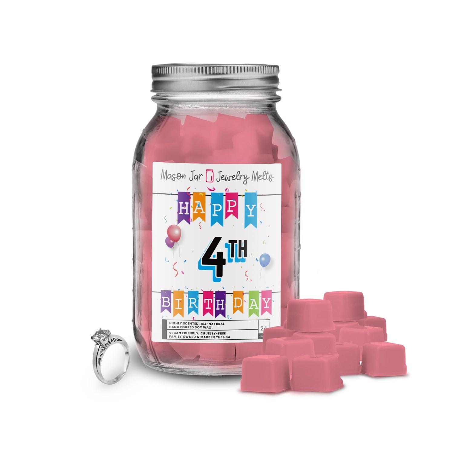 Happy 4th Birthday Mason Jar Jewelry Melts