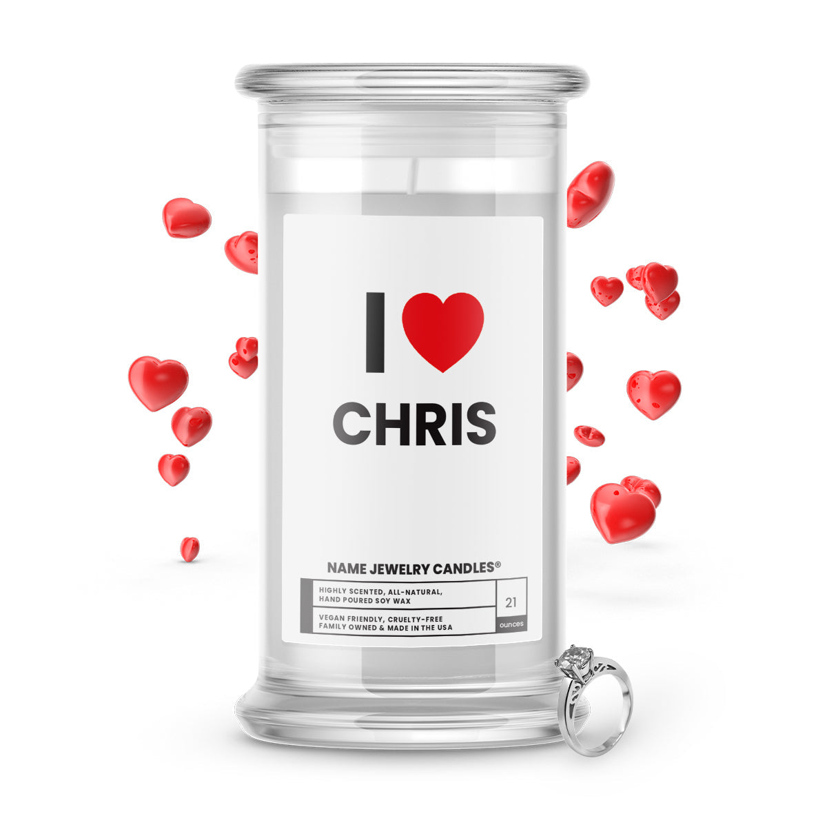 I ❤️ CHRIS | Name Jewelry Candles