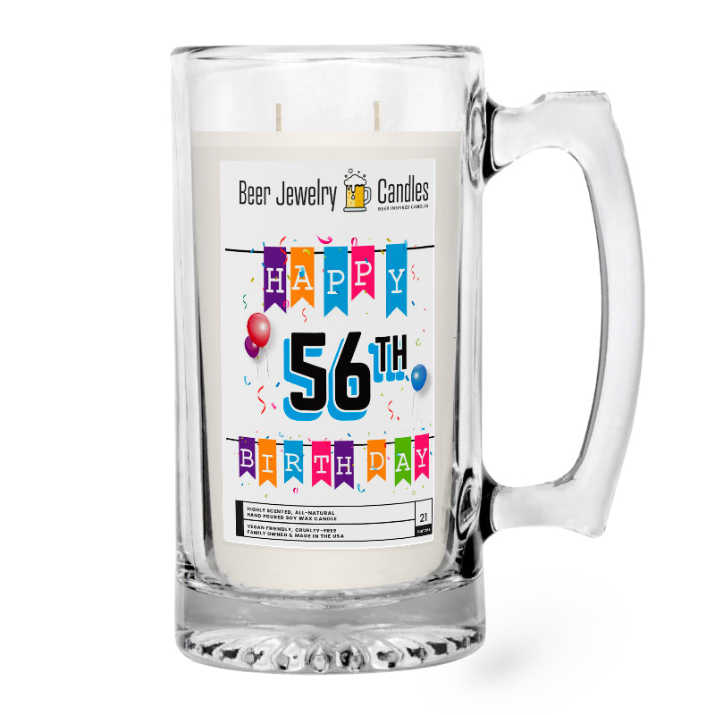 Happy 56th Birthday Beer Jewelry Candle