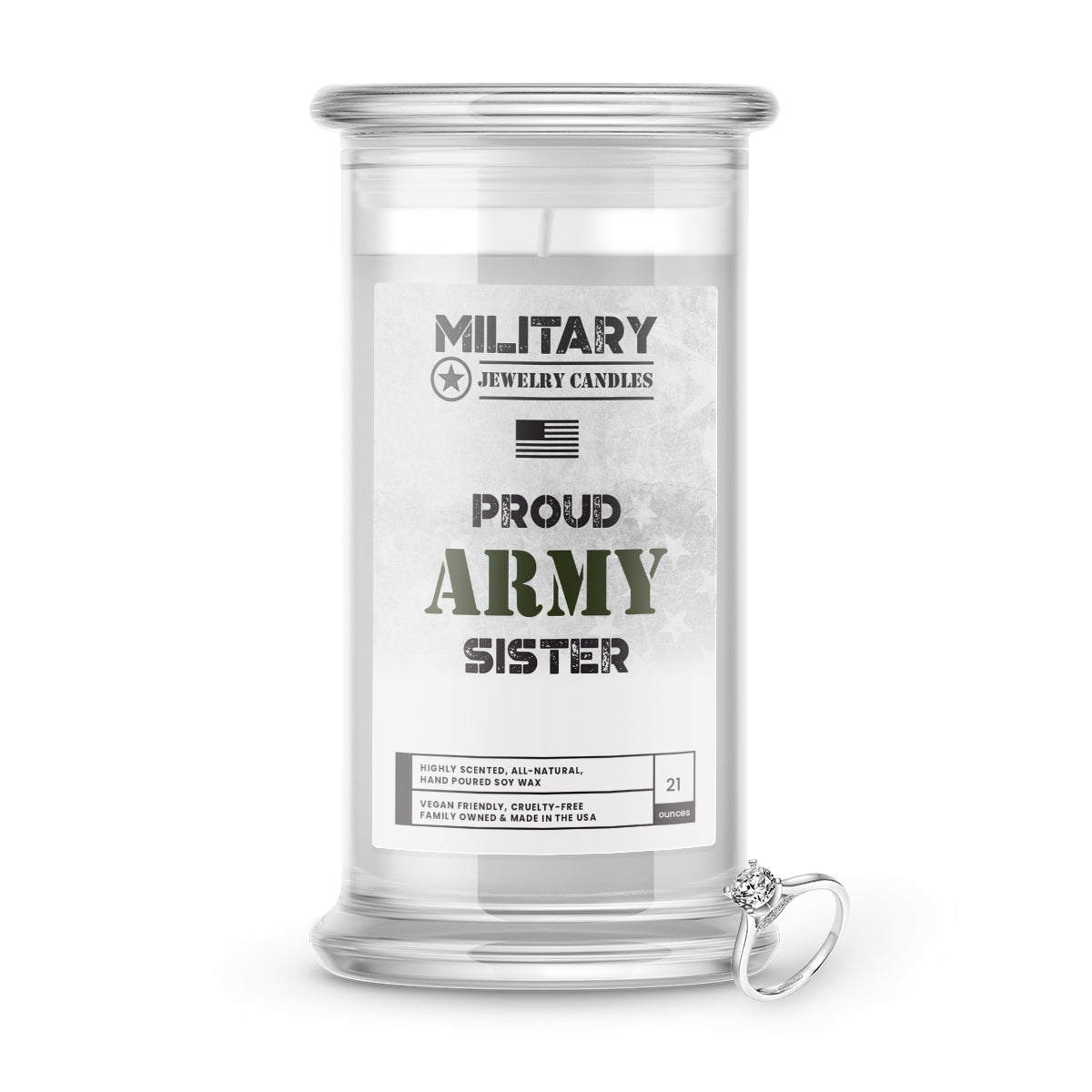 Proud ARMY Sister | Military Jewelry Candles