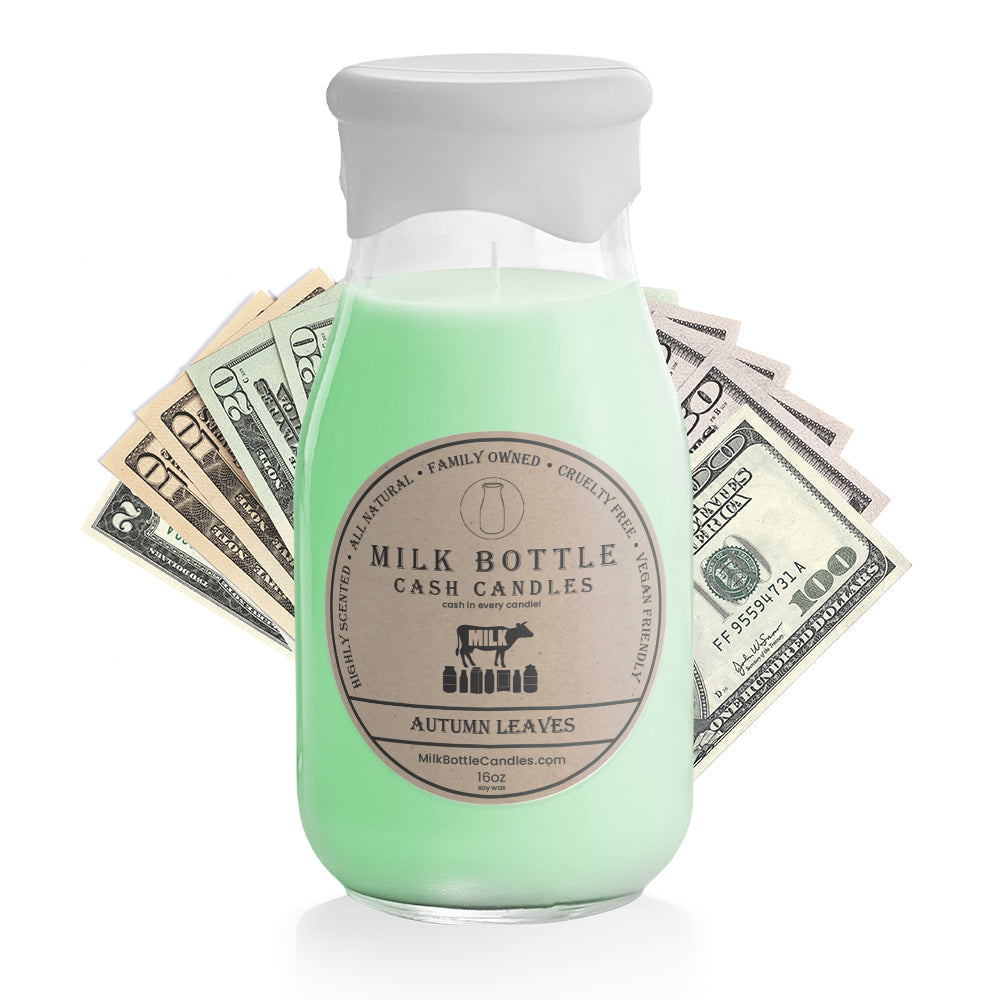 Autumn Leaves - Milk Bottle Cash Candles
