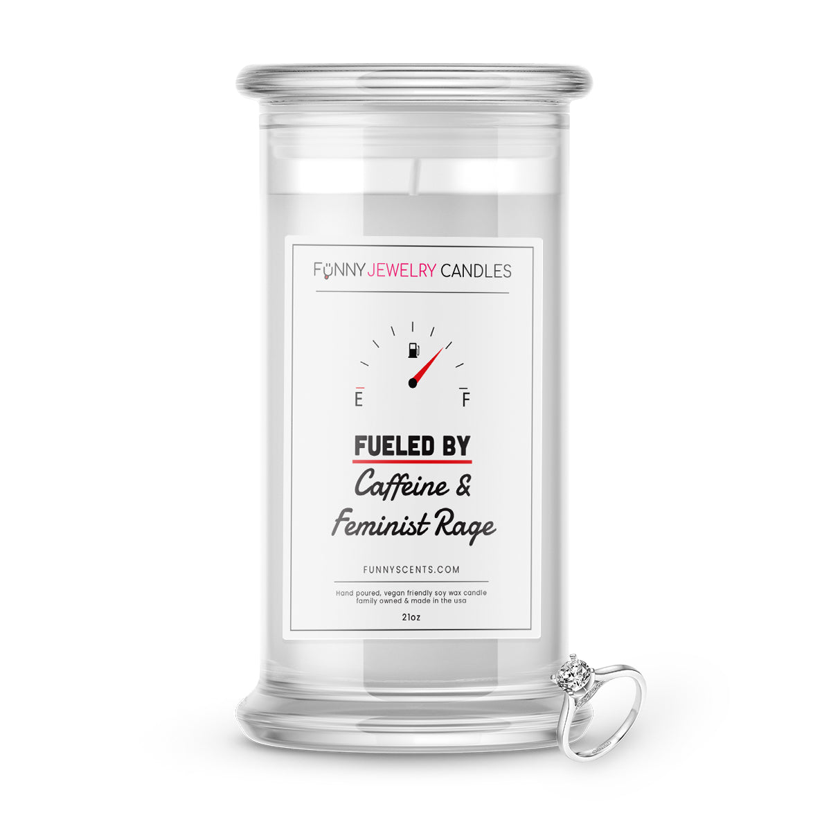 Fueled By Caffeine and Feminist Rage Jewelry Funny Candles