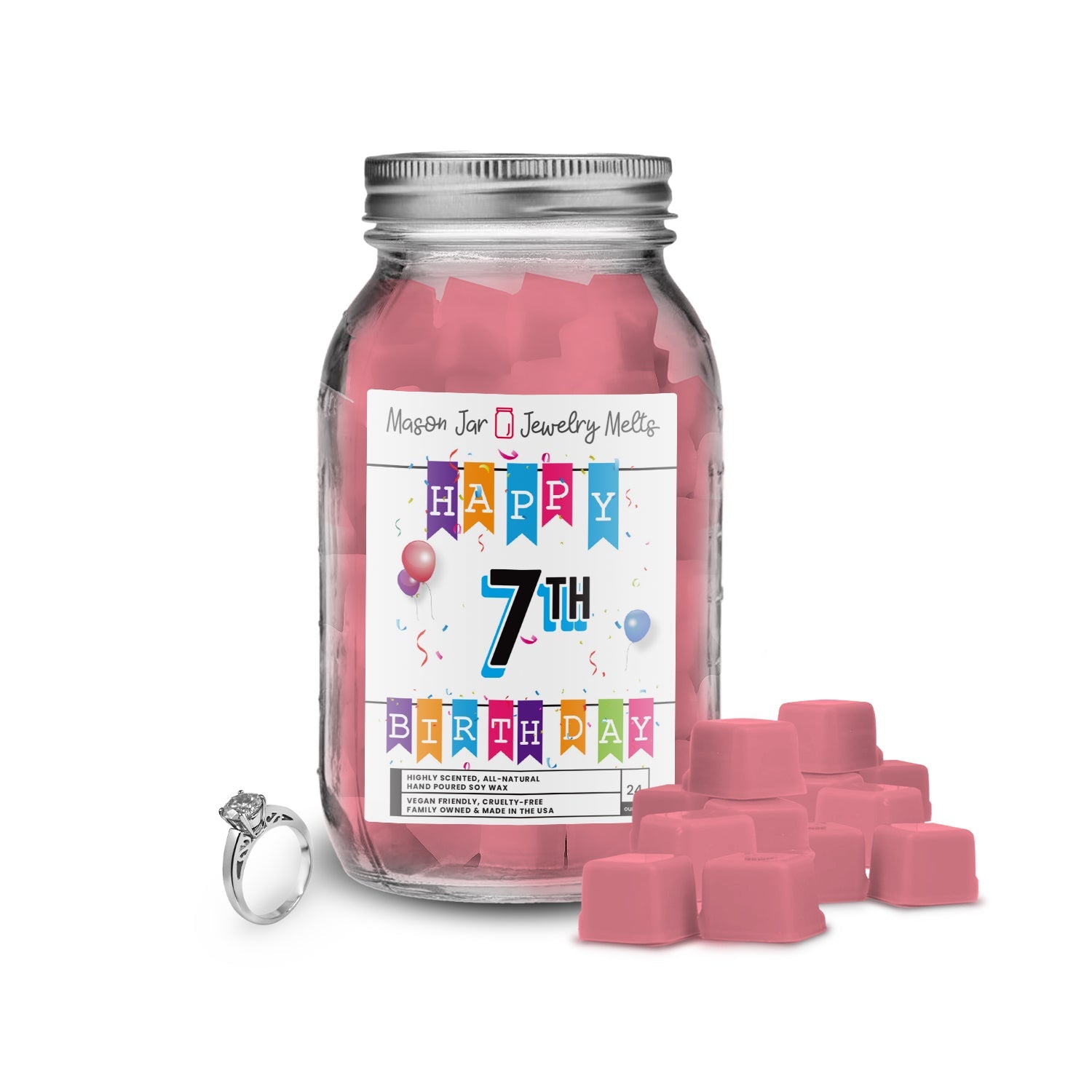 Happy 7th Birthday Mason Jar Jewelry Melts