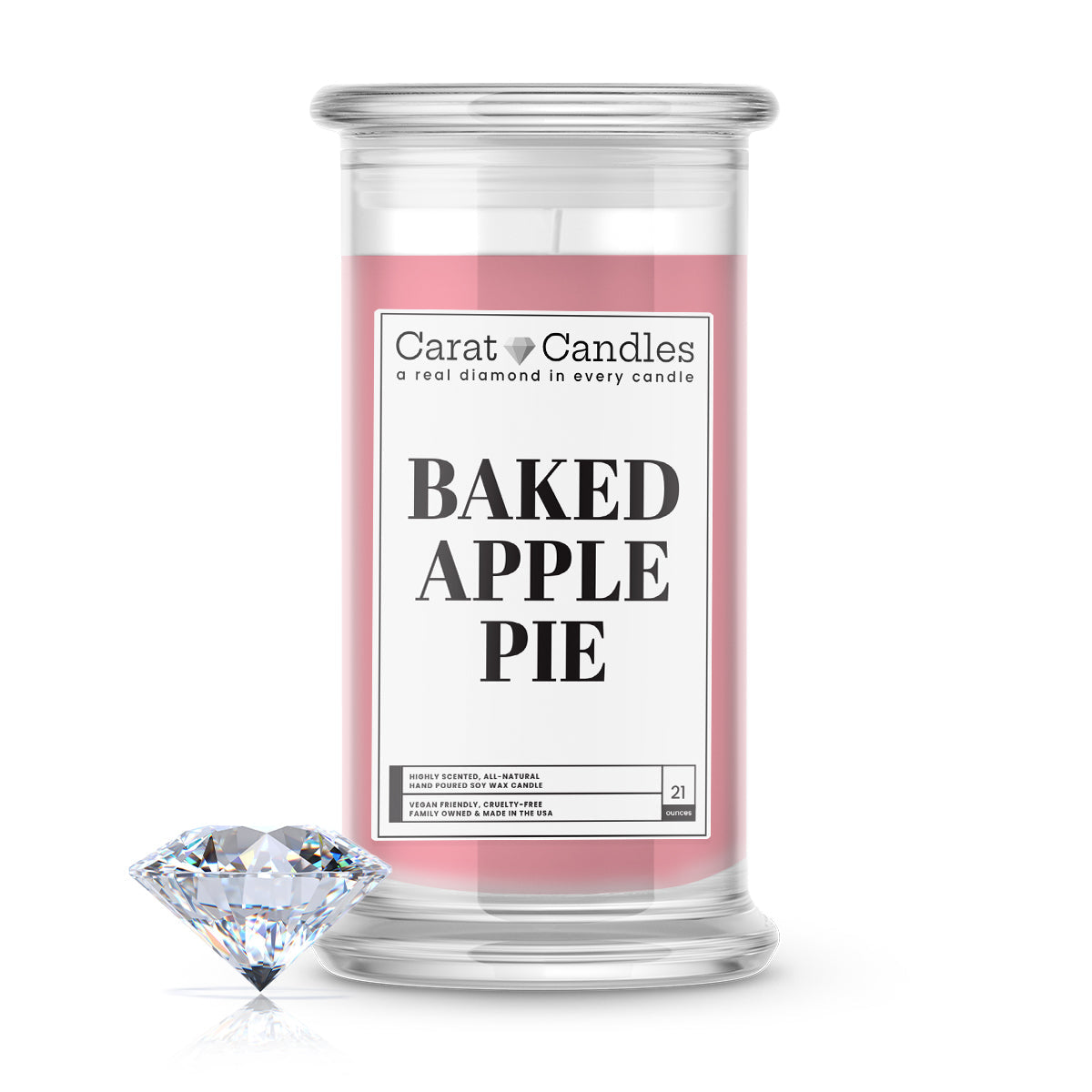 Baked Apple Pie Diamond Carat Candle – 21 oz Luxury Diamond Candle