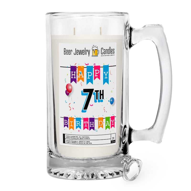 Happy 7th Birthday Beer Jewelry Candle