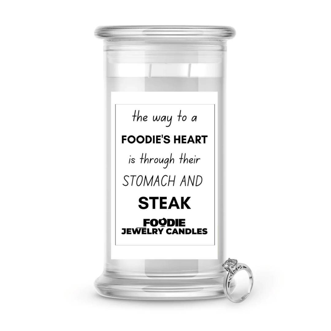 the way to a foodie's heart is through their stomach and steak | Foodie Jewelry Candles