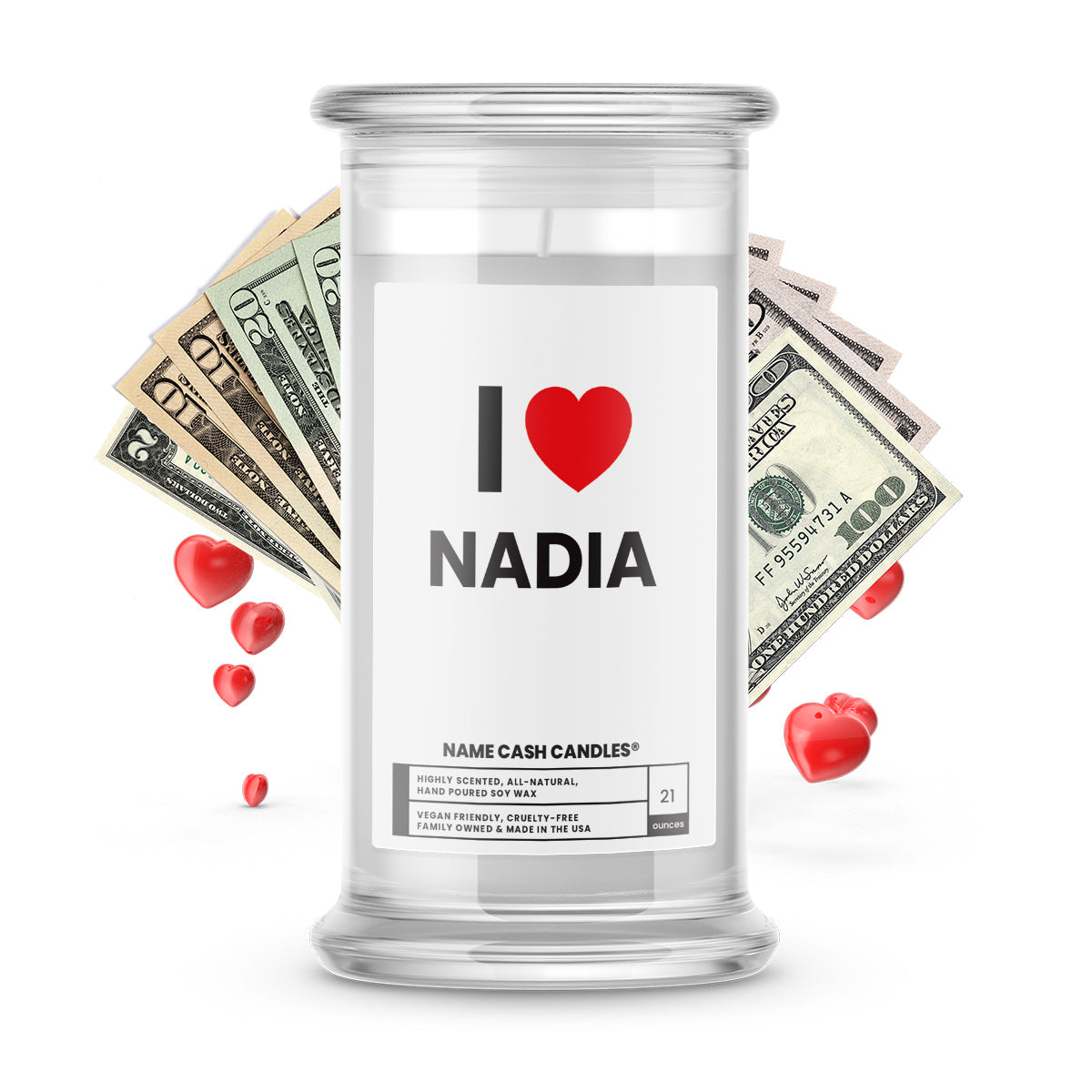 I ❤️ NADIA | Name Cash Money Candles