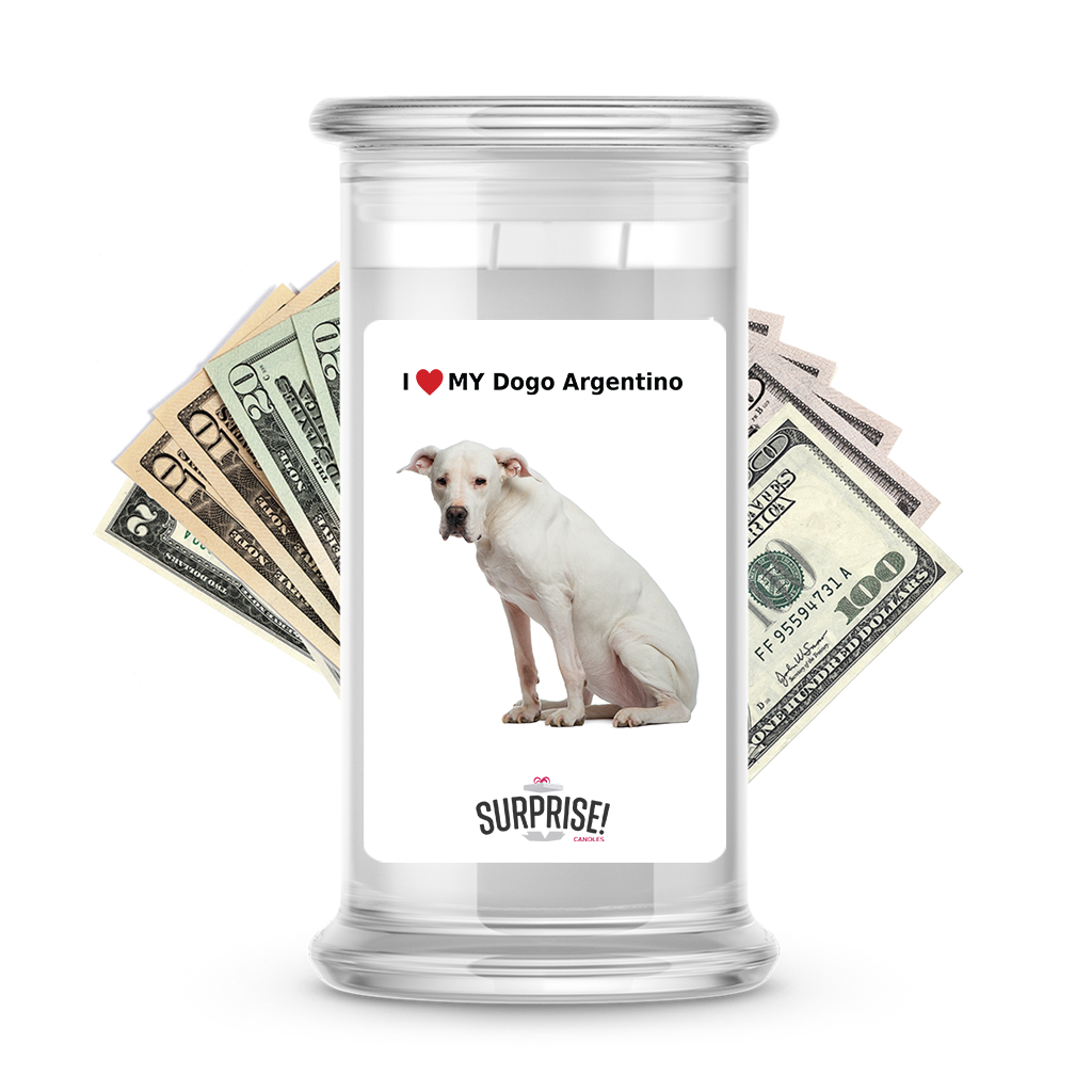 I ������ My Dogo Argentino | Dog Surprise Cash Candles