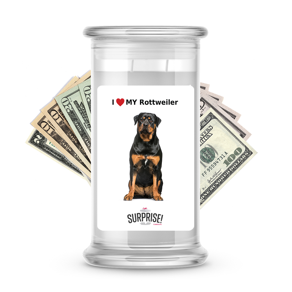 I ������ My Rottweiler | Dog Surprise Cash Candles