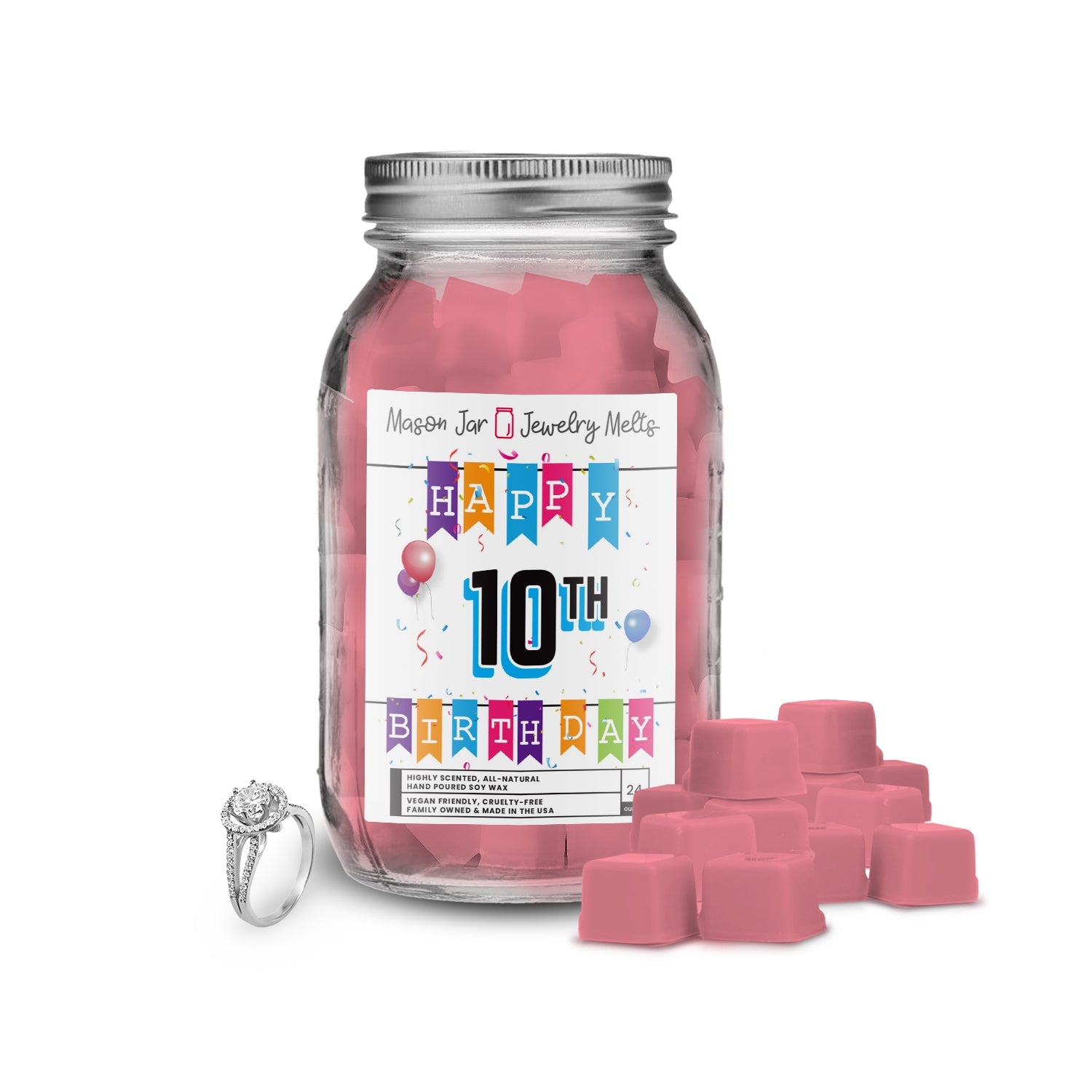 Happy 10th Birthday Mason Jar Jewelry Melts