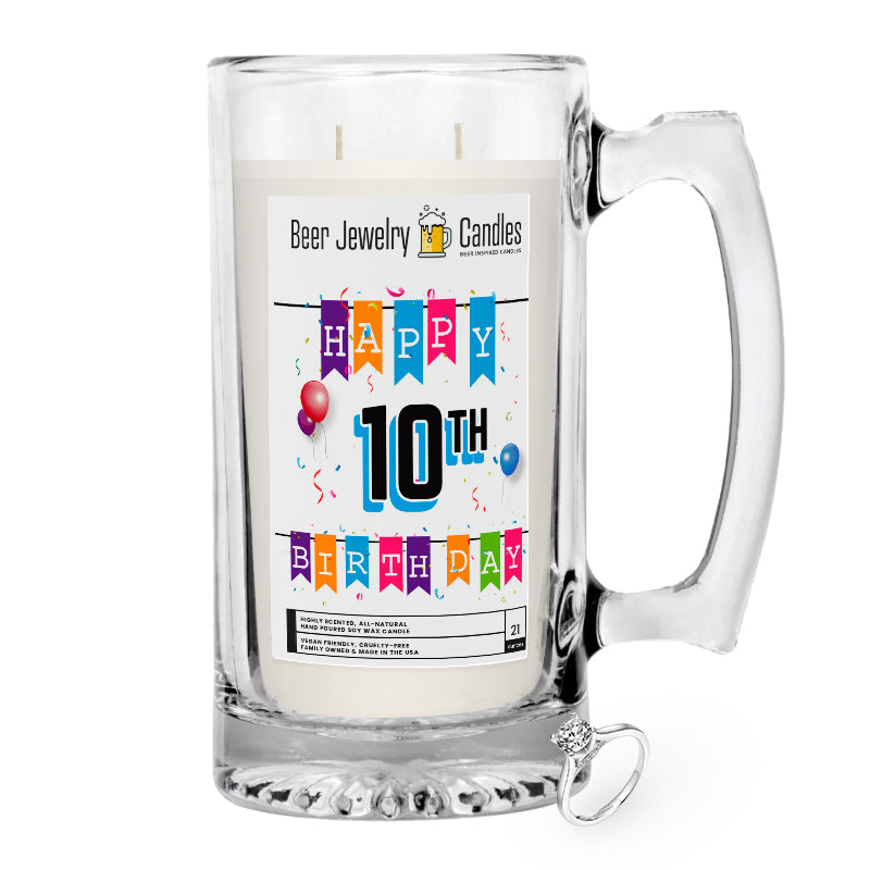 Happy 10th Birthday Beer Jewelry Candle