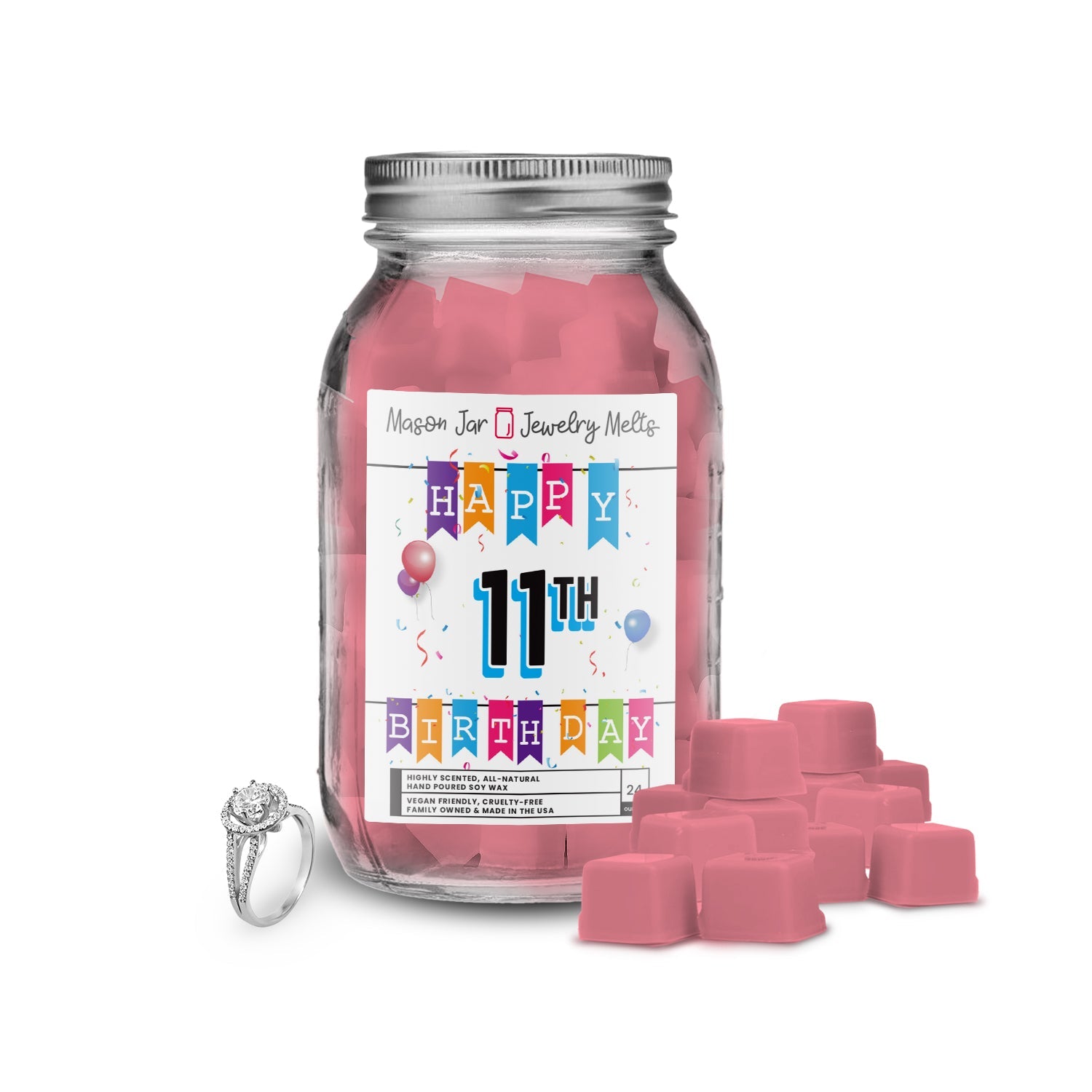 Happy 11th Birthday Mason Jar Jewelry Melts