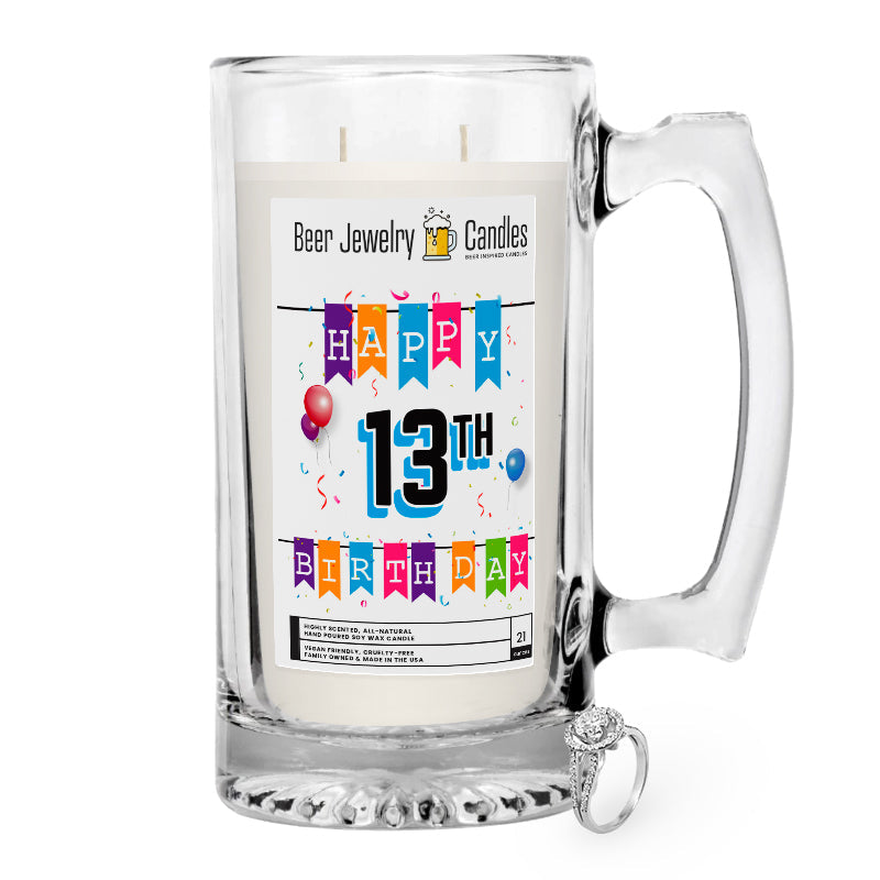 Happy 13th Birthday Beer Jewelry Candle