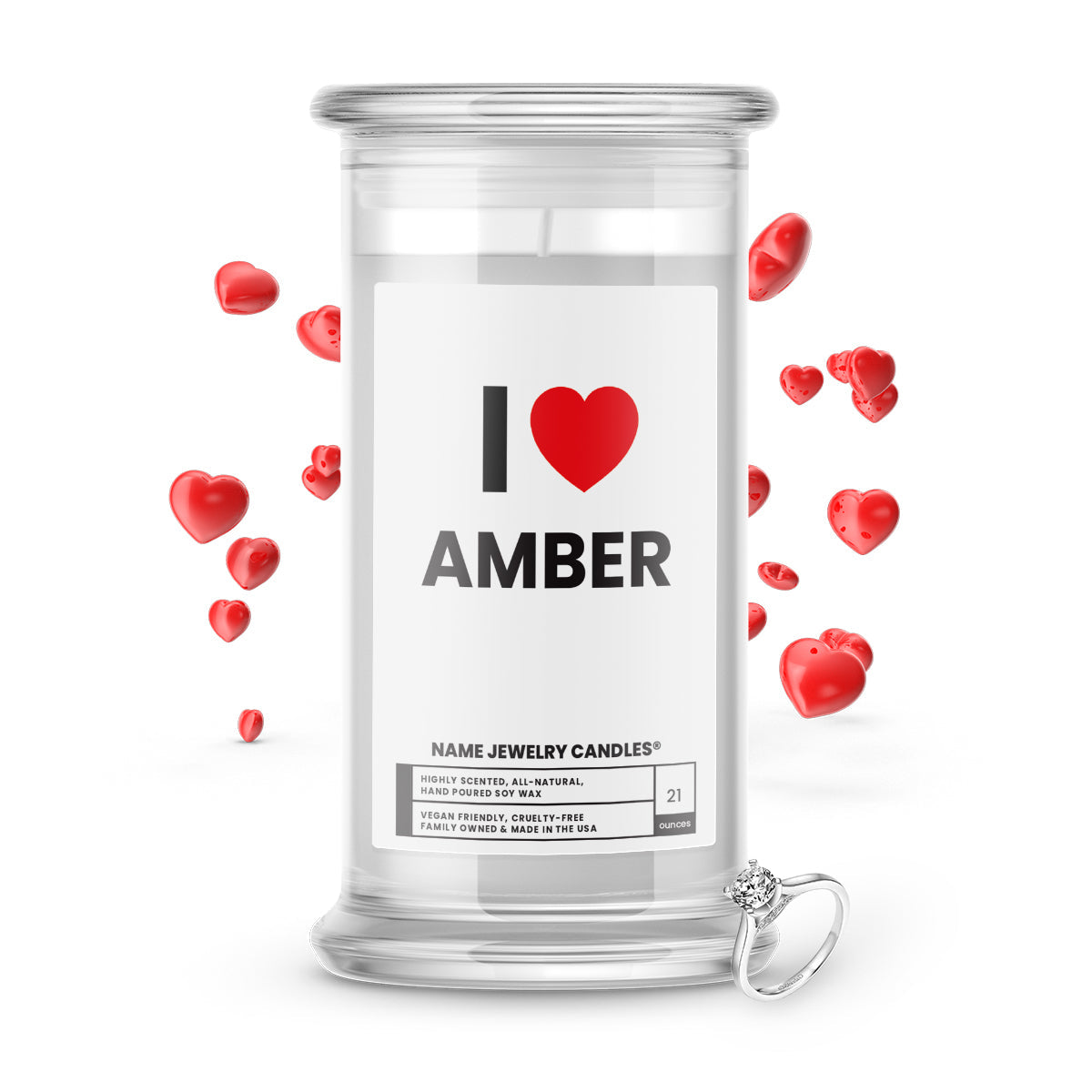 I ❤️ AMBER | Name Jewelry Candles