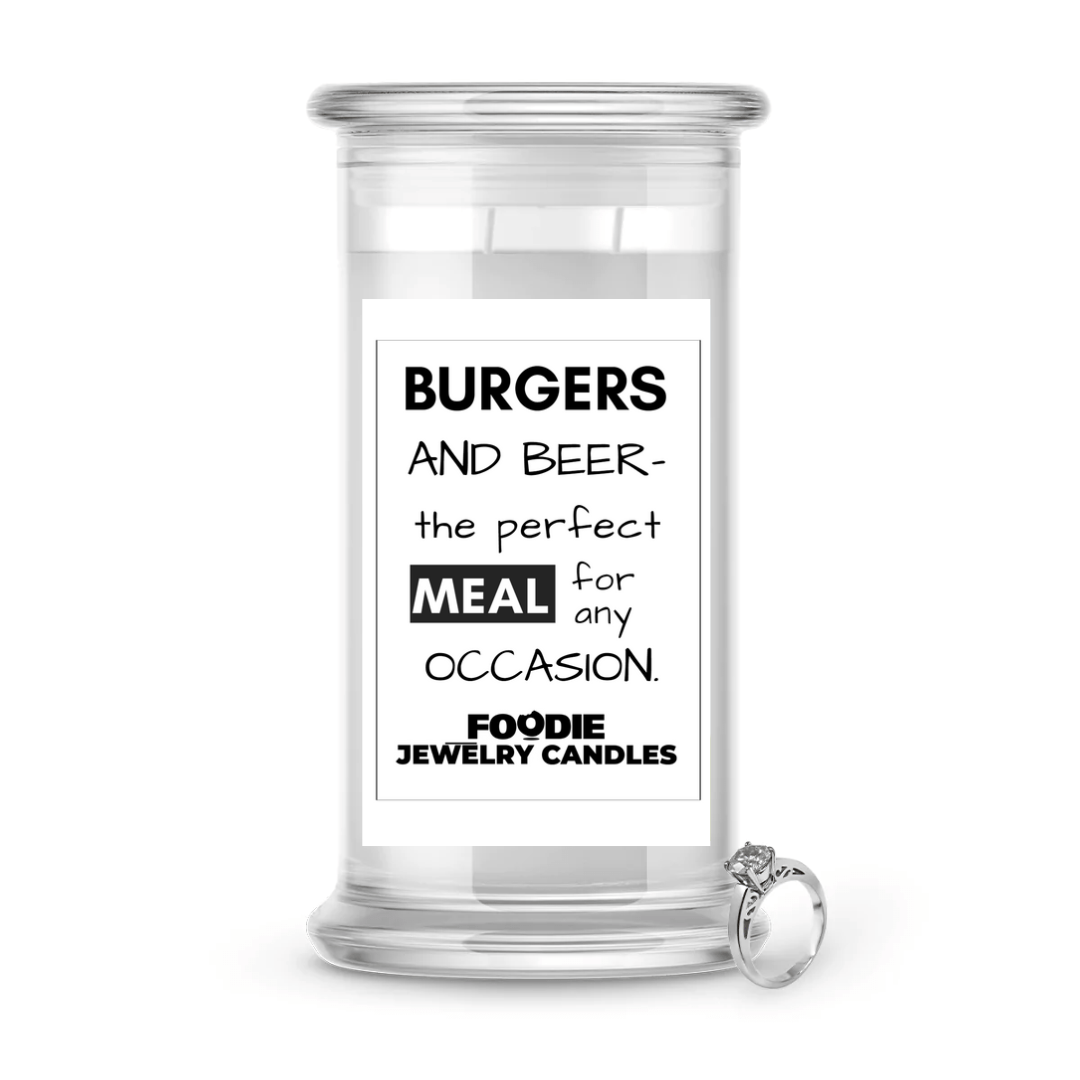 Burgers and Beer- the perfect meal for any Occasion  | Foodie Jewelry Candles