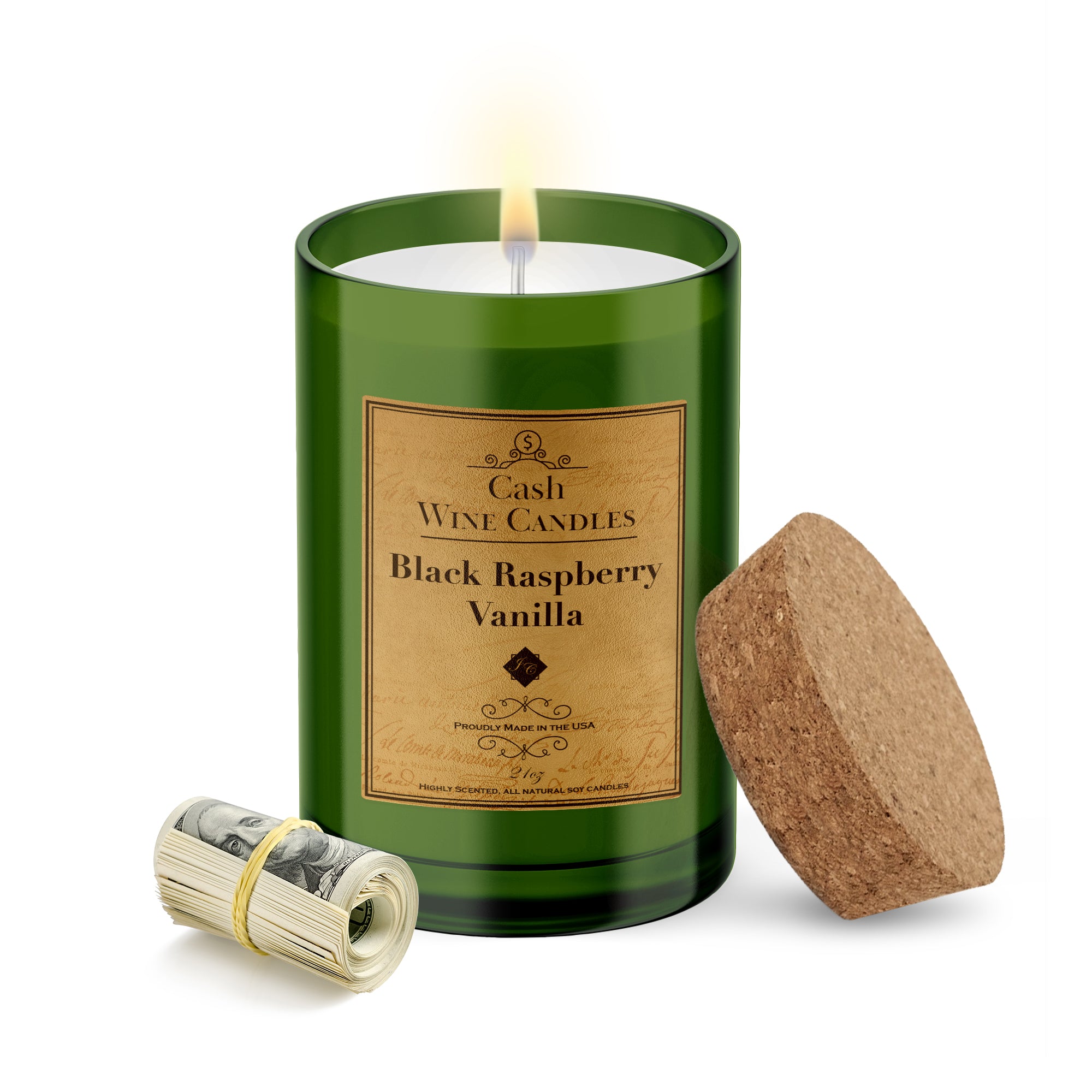 Black Raspberry Vanilla Wine Bottle Cash Candle