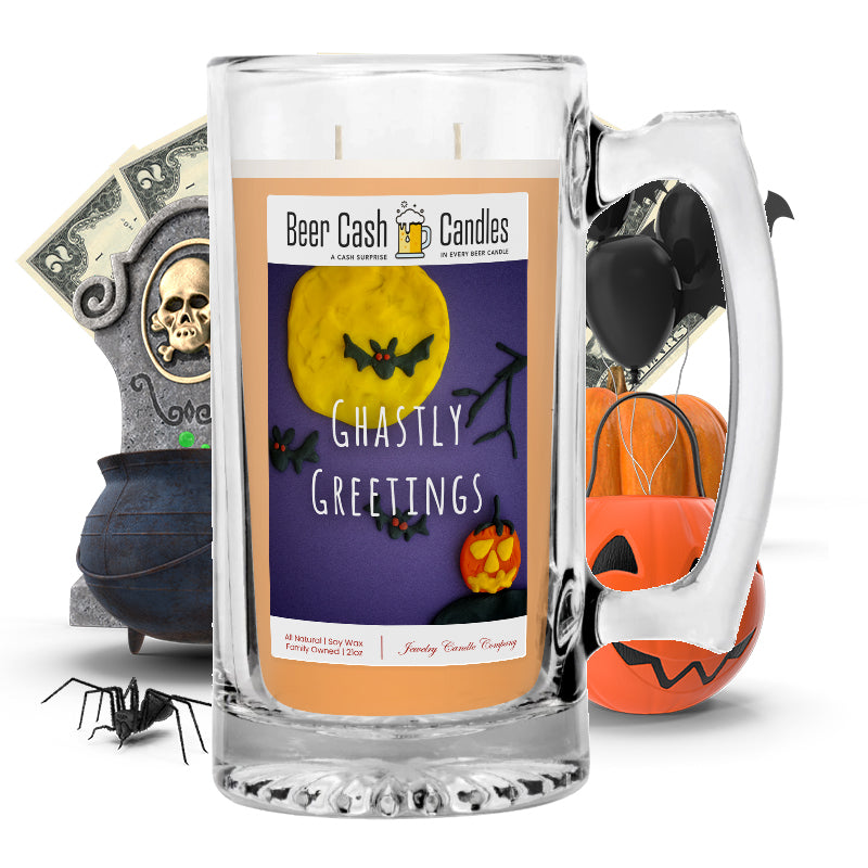Ghastly greetings Beer Cash Candle