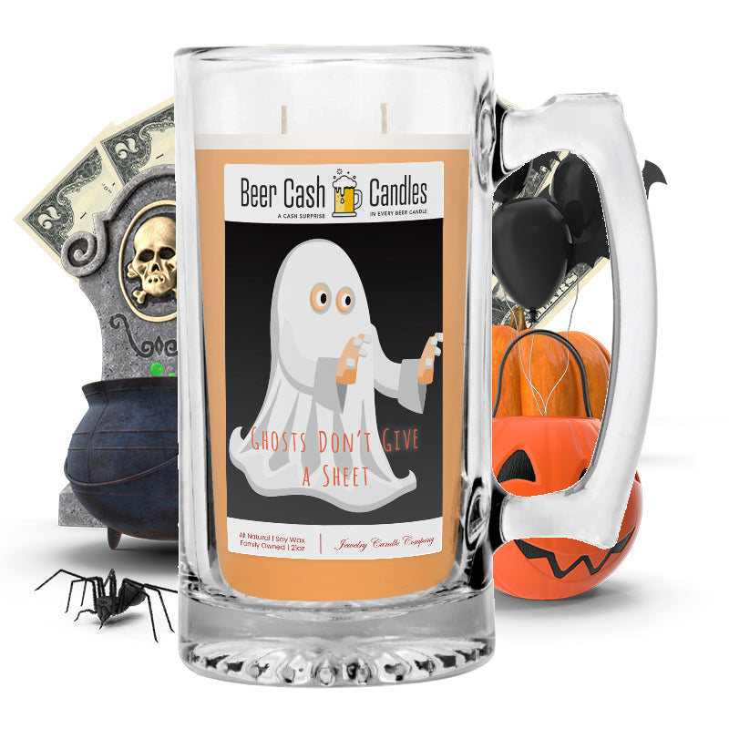 Ghosts don't give a sheet Beer Cash Candle