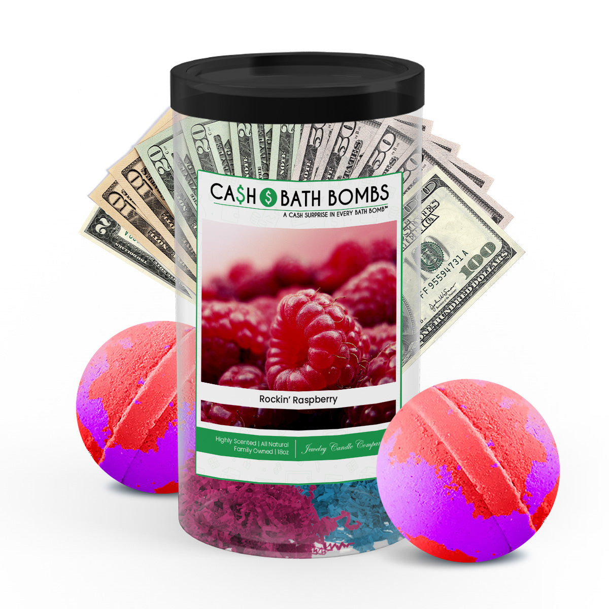 Rockin’ Raspberry Cash Bath Bomb Tube Bundle (2-PACK)