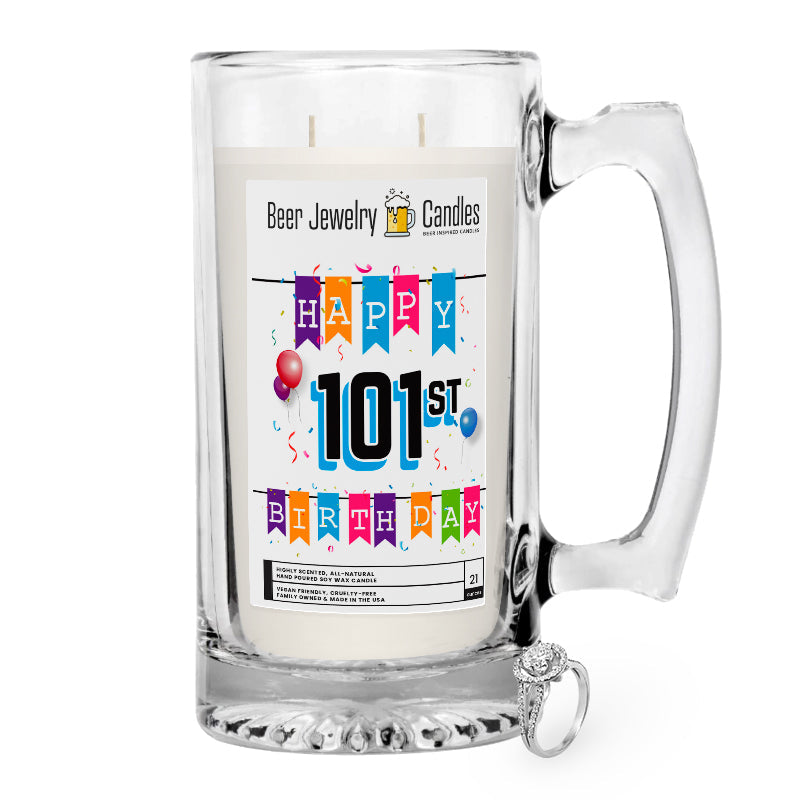 Happy 101st Birthday Beer Jewelry Candle