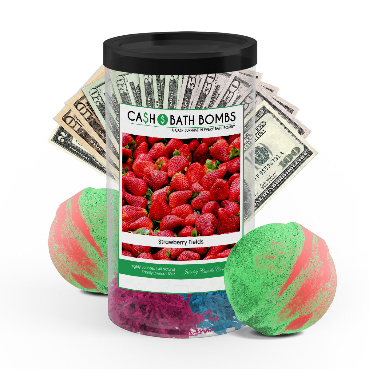 Strawberry Fields Cash Bath Bomb Tube Bundle (2-PACK)