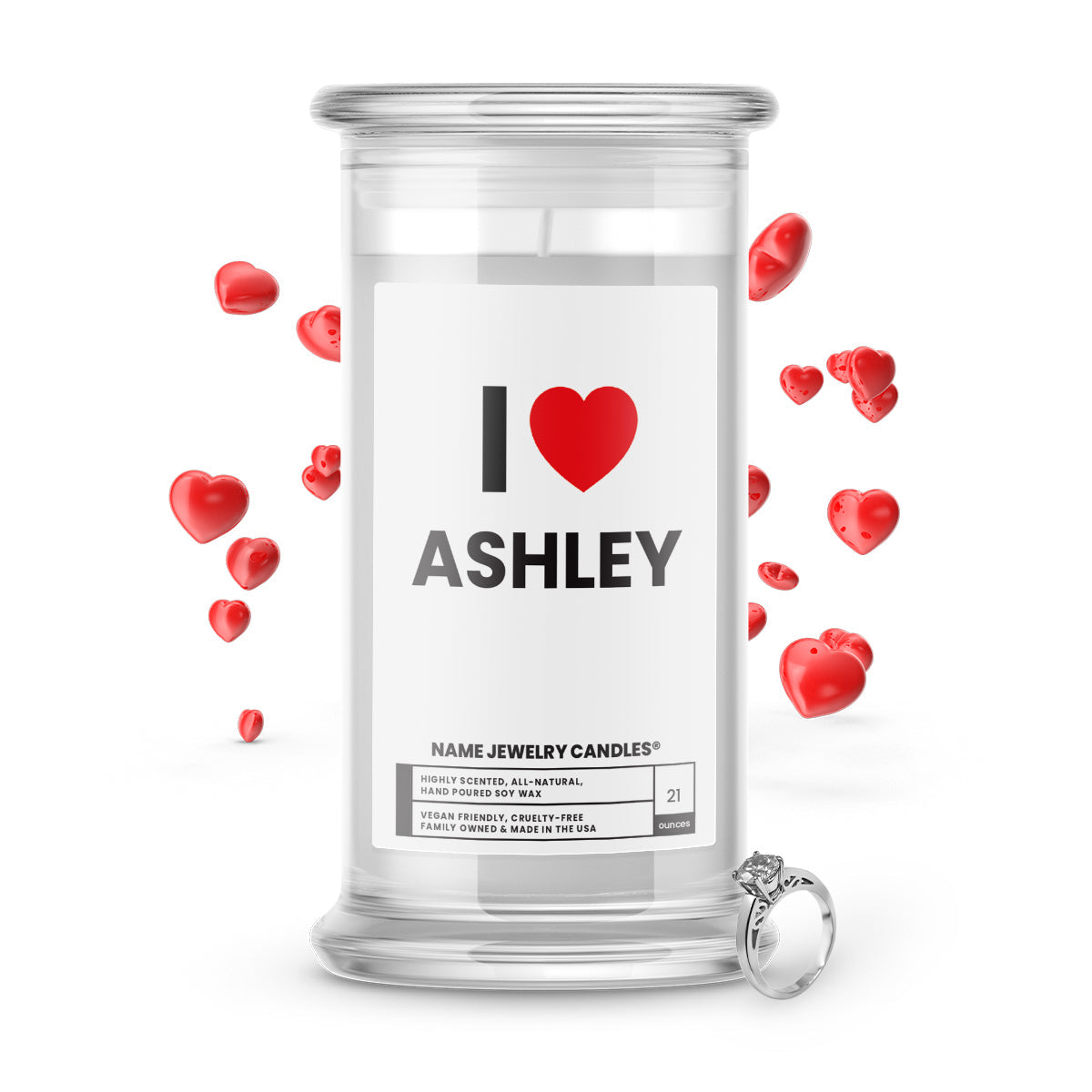 I ❤️ ASHLEY | Name Jewelry Candles