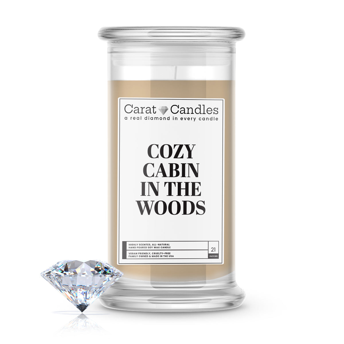 Cozy Cabin in the Woods Diamond Carat Candle – 21 oz Luxury Diamond Candle